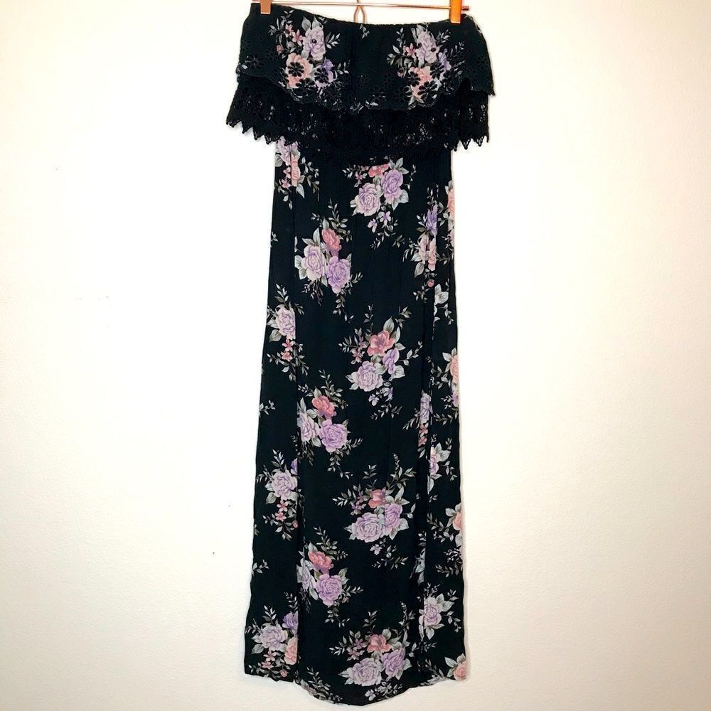 American Eagle floral strapless midi dress